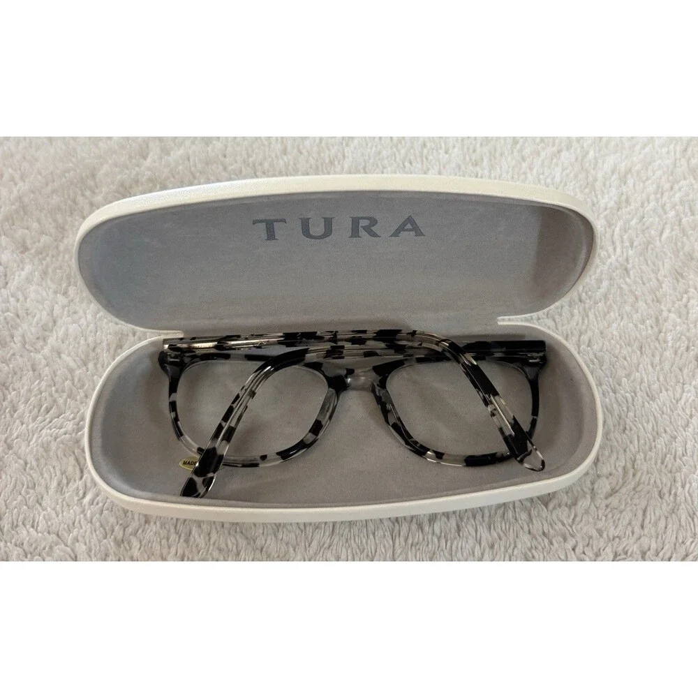 ⁠Tura Eyeglasses Frames 3JX1218 Black White Tortoise Square 49-18-135 With Case